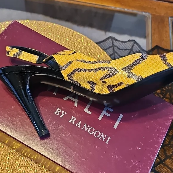 Amalfi Yellow and Black Snake Pattern Heels - Picture 5 of 6